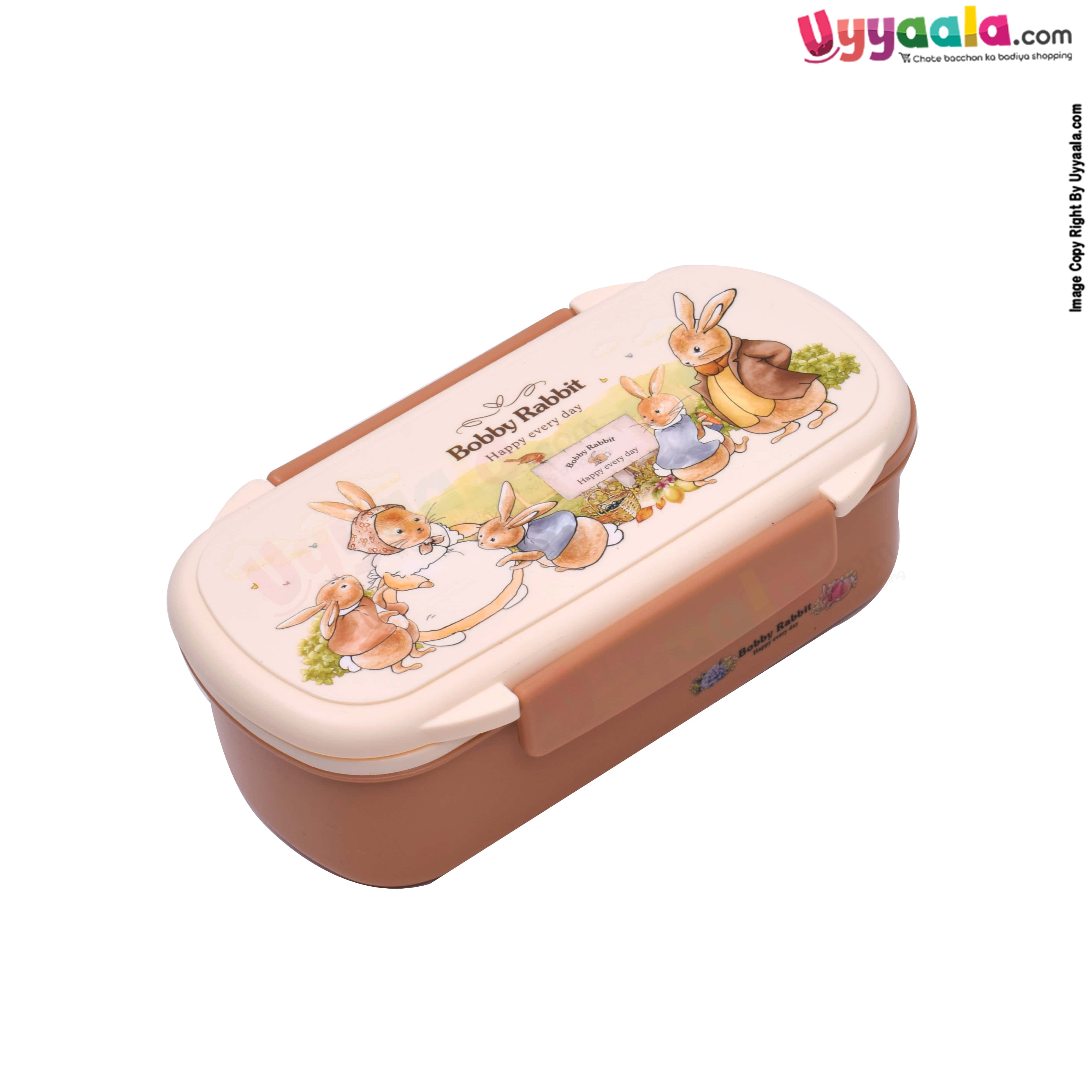 BOBBY RABBIT happy every day lunch box for kids with dual compartment and partition