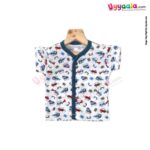 Doreme half sleeve front open jabla, Hosiery cotton - white with assorted print