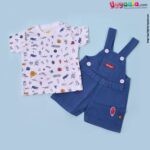 WOW, Branded Short Sleeve Dungaree For Boys & Girls Soft Hosiery Cotton