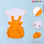 WOW, Branded Short Sleeve Dungaree For Boys & Girls Elephant Character Soft Hosiery Cotton Blend - Mustard Yellow & White