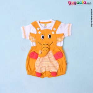 WOW, Branded Short Sleeve Dungaree For Boys & Girls Elephant Character Soft Hosiery Cotton Blend