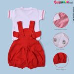 WOW, Branded Short Sleeve Dungaree For Boys & Girls Elephant Character Soft Hosiery Cotton Blend - Red & White