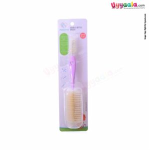MOMS LOVE Double Feeding Bottle & Nipple Cleaning Brush - Pink