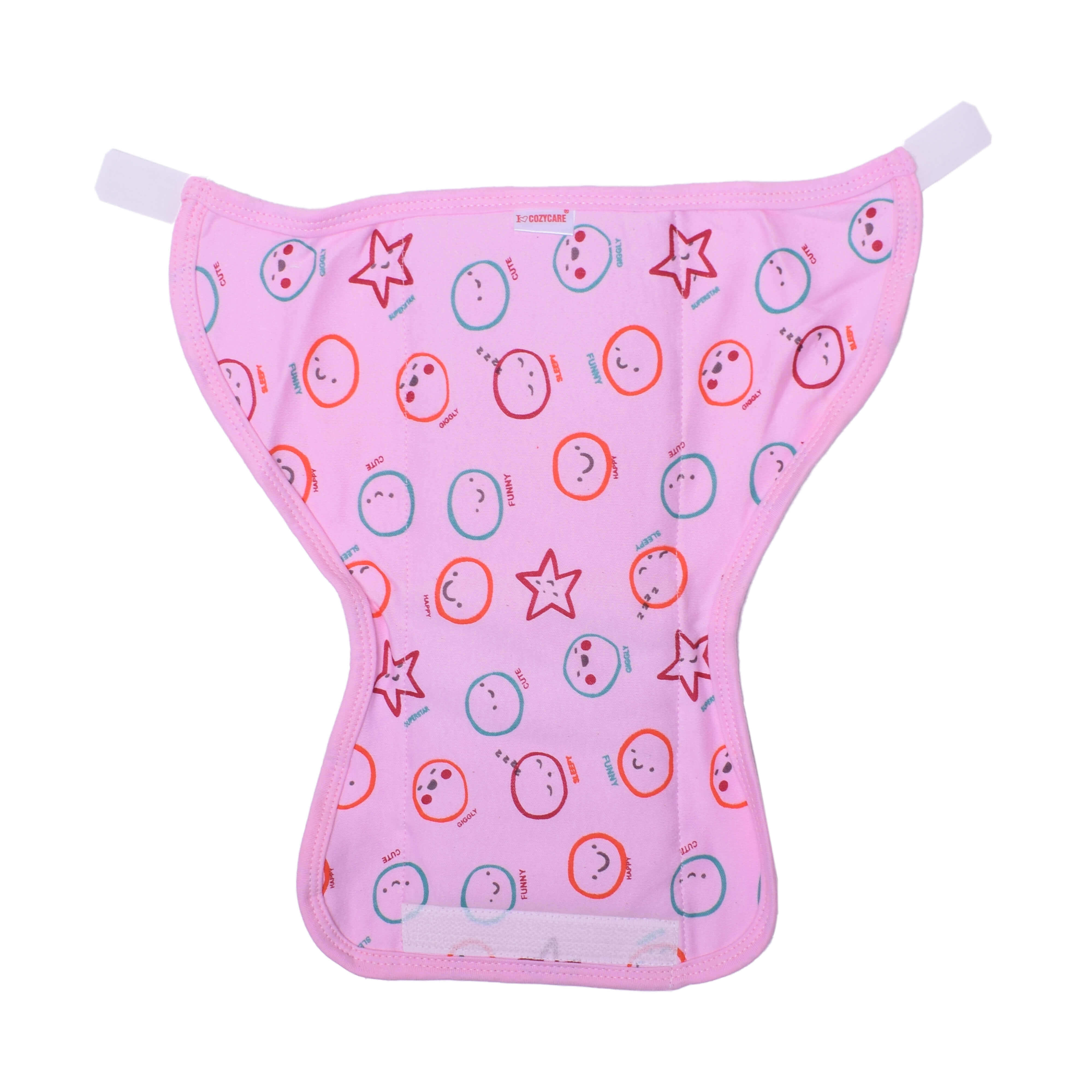 Care Washable Diapers Hosiery Velcro Emoji Print Blue, Yellow & Pink 3P Set (S)