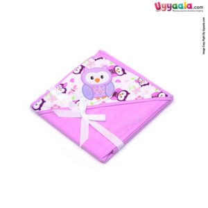 Babies soft hosiery cloth hooded towel, Purple