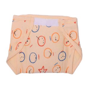 COZYCARE Washable Diapers Hosiery Velcro Emoji Print Blue, Orange & Yellow 3P Set (M)