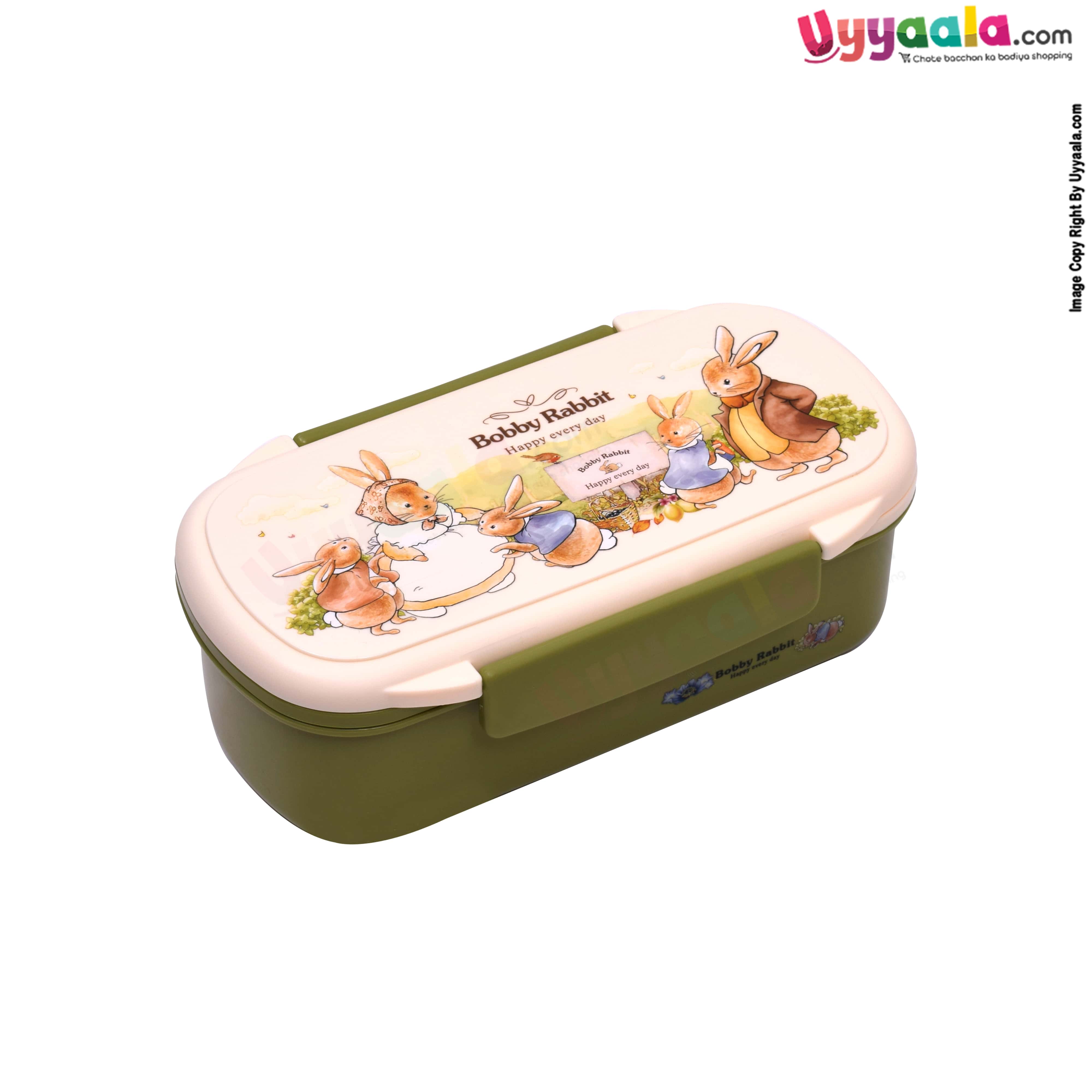 BOBBY RABBIT happy every day lunch box for kids with dual compartment and partition