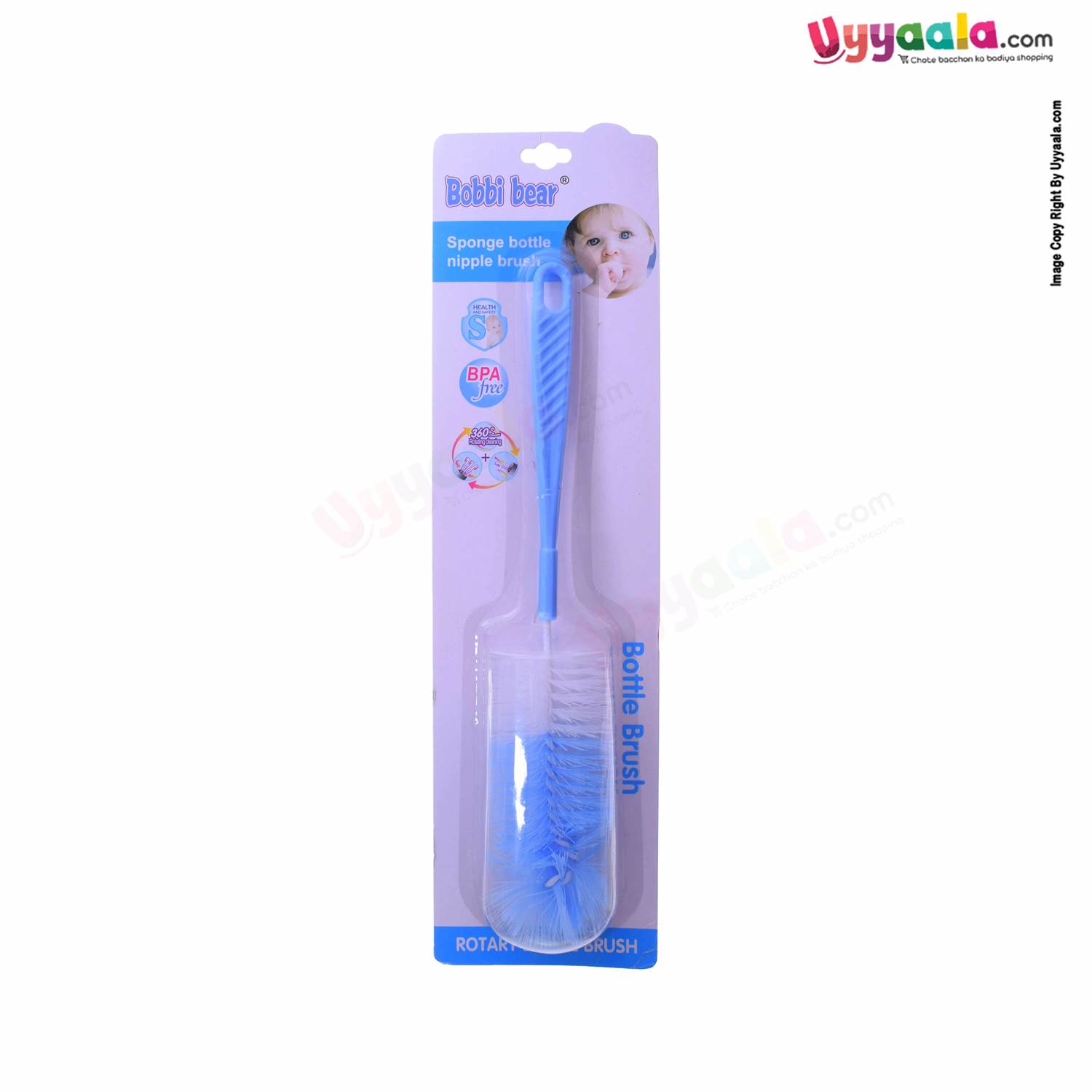 Cleaning brush for feeding bottle, blue