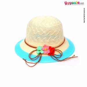Fashion Round Net Hat for Kids 2+Y Age, Cream, Blue