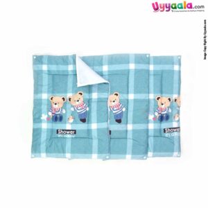 Cotton Foam Cushioned & Plastic detachable Changing Sheets 3+1 Set with Teddy Bear And Chick Print, Age 0-6m- Green
