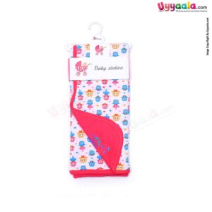 BABY STATION Hooded Double Layer Towel Hosiery Cloth with Owl Print 1pc 0+m Age