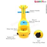 BAYBEE Giraffe Potty Training Seat with Movable 360 Degrees Rotatable Wheels, Removable Tray & Closing Lid for Kids 9+m Age - Yellow