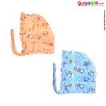 Baby tying cotton caps with teddy bear Print