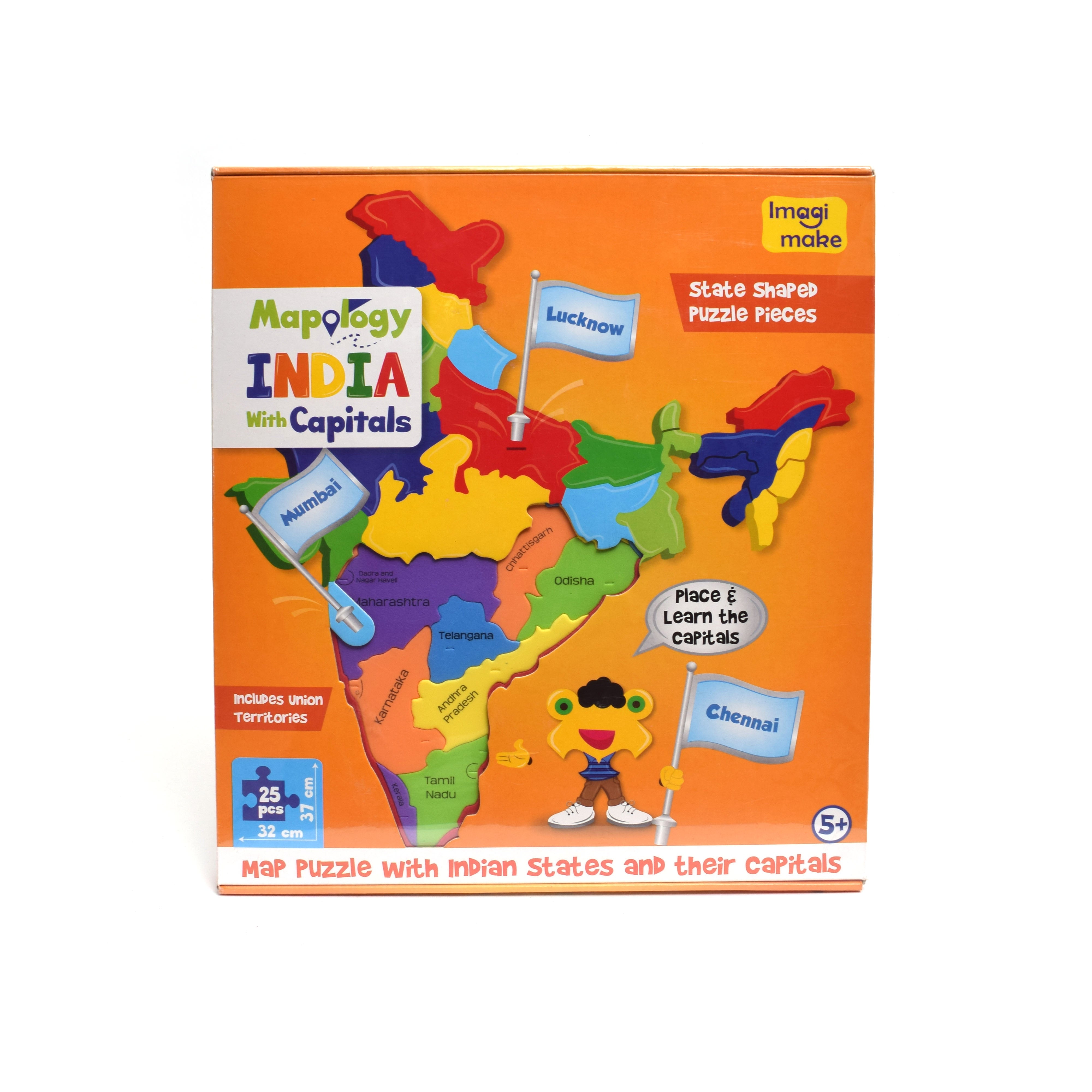 MAPOLOGY INDIA with capitals & map puzzle with india states for kids