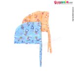 Baby tying cotton caps with teddy bear Print (Pack of 2)