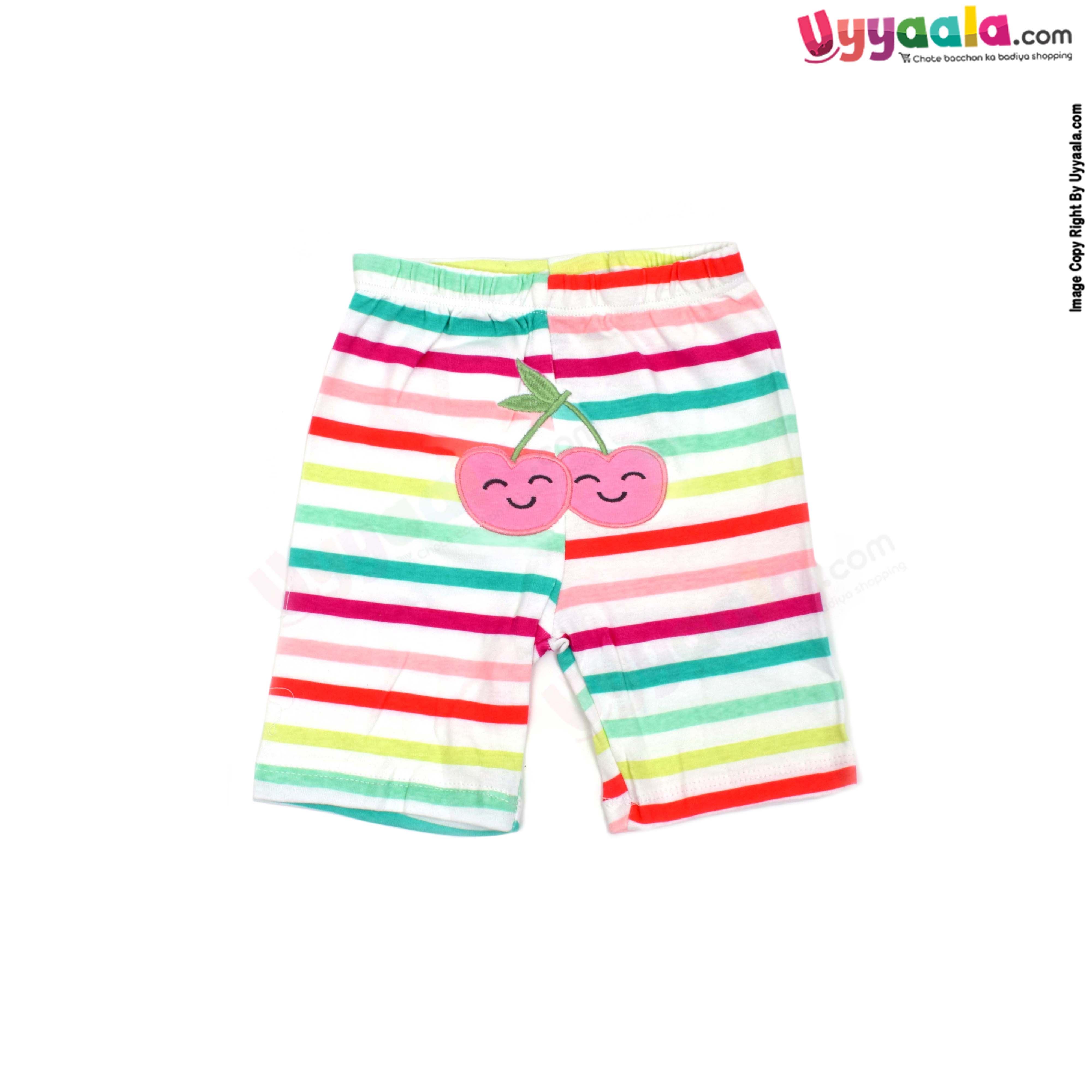 Carters Bluefly new born shorts 100% hosiery cotton - multi color with cherry patch work