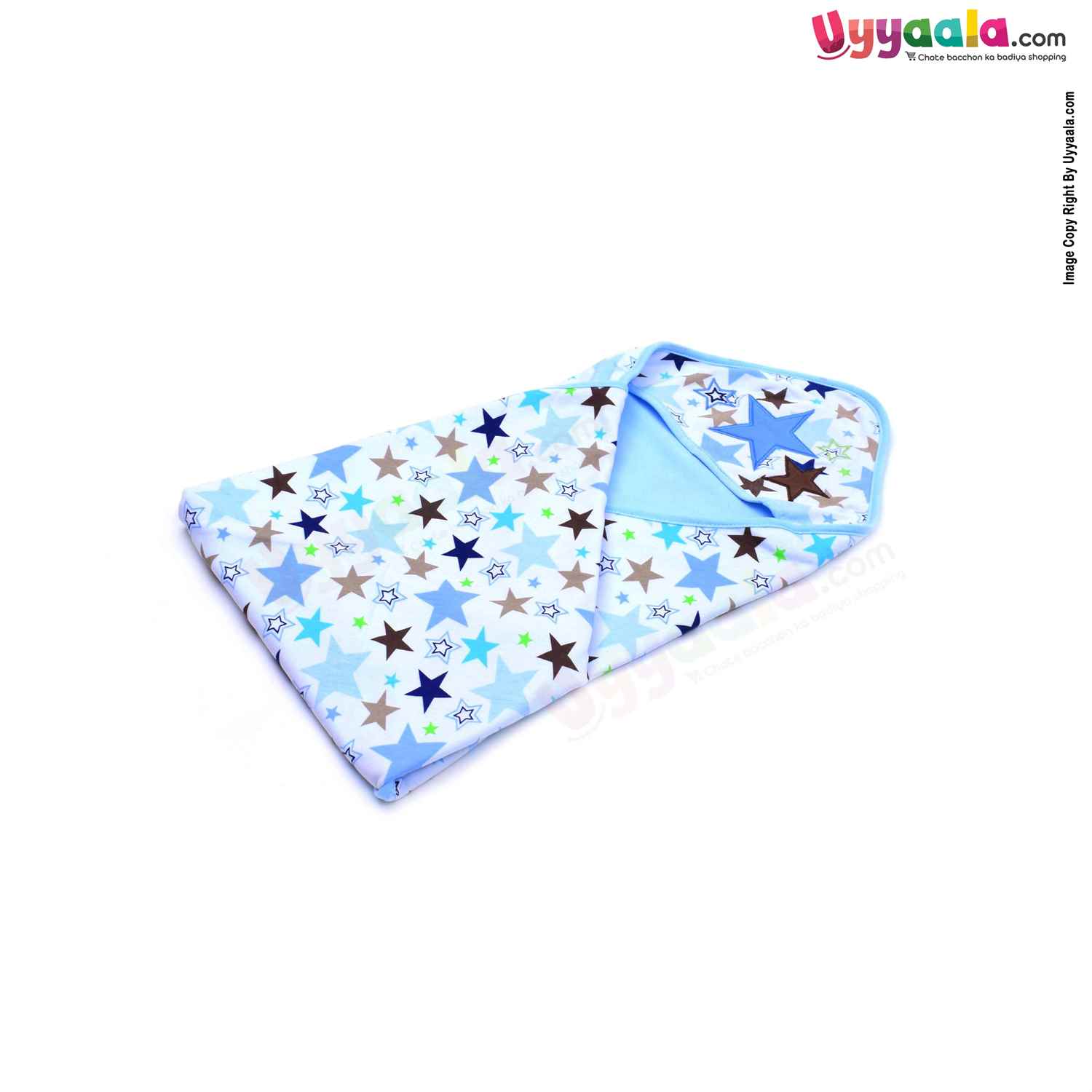 Babies soft hosiery cloth hooded towel, Blue