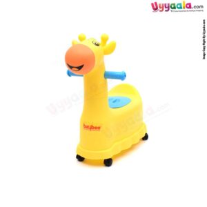 BAYBEE Giraffe Potty Training Seat with Movable 360 Degrees Rotatable Wheels, Removable Tray & Closing Lid for Kids 9+m Age