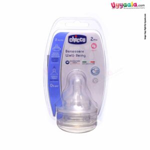CHICCO Medium flow well being silicon teat, 2pcs - 2+m