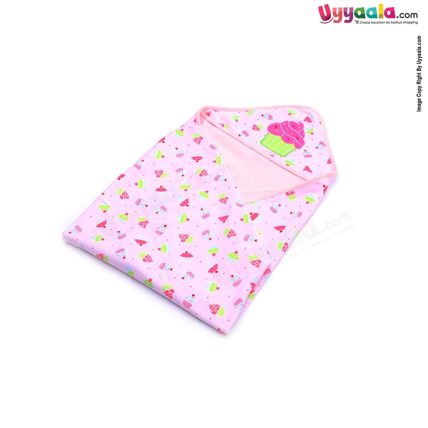 One size plain hooded towel for babies, Pink