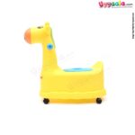 BAYBEE Giraffe Potty Training Seat with Movable 360 Degrees Rotatable Wheels, Removable Tray & Closing Lid for Kids 9+m Age - Yellow