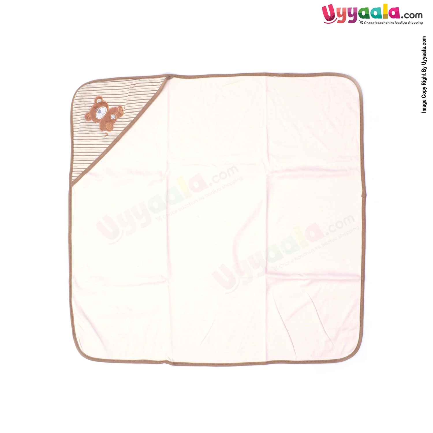 One size hooded plain towel for babies, Brown