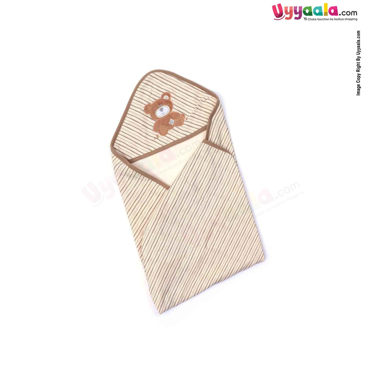 Teddy bear printed hooded towel for babies, Brown