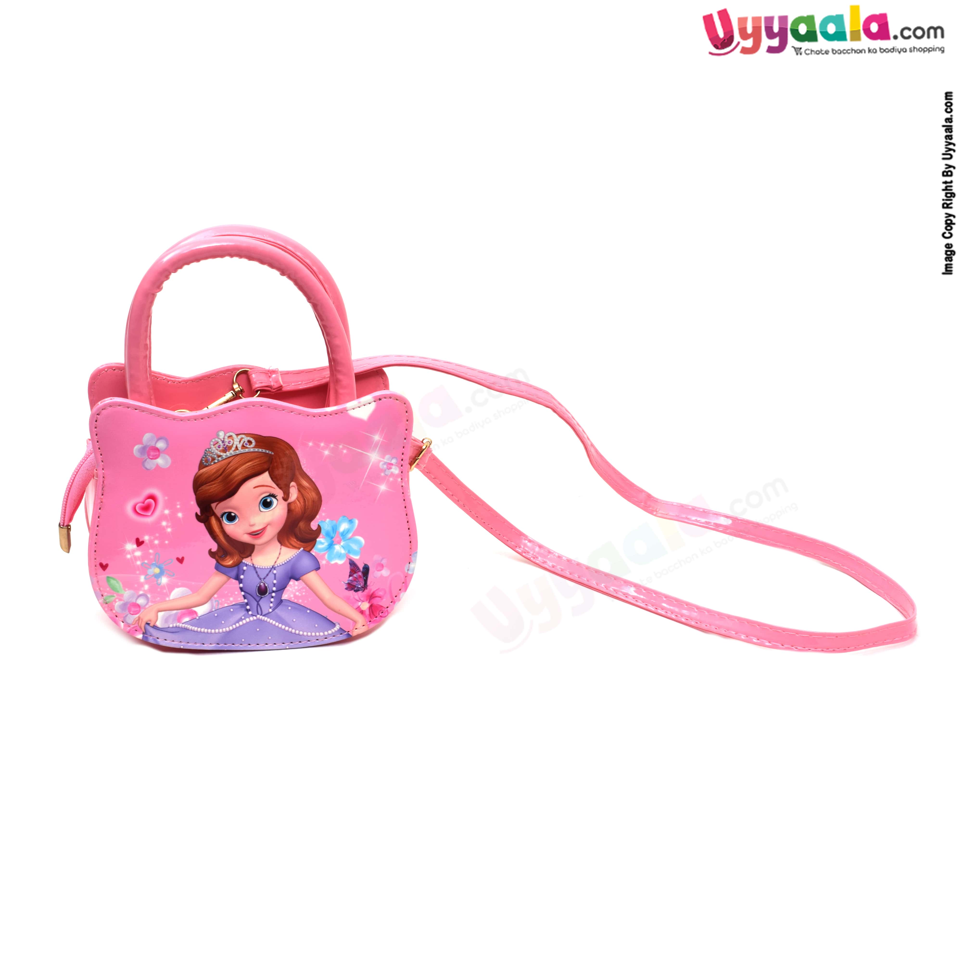 Party wear sling hand bag for kids (baby girl) with princess print, age 3+ years