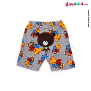 Carters Bluefly new born shorts 100% hosiery cotton - light Gray with cartoon tiger print & Bear patch work