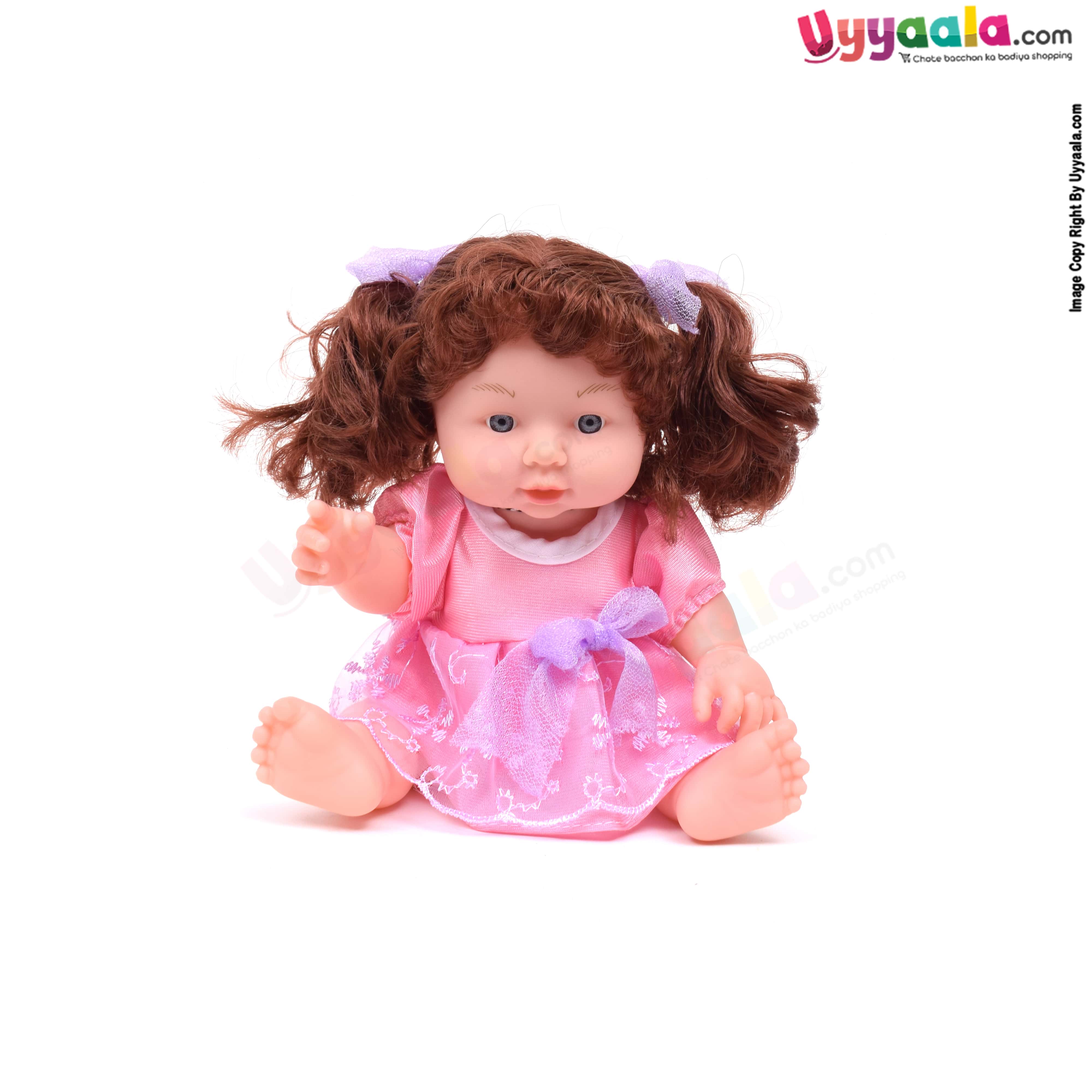 Baby doll cute girl with curly hair battery operated for kids small 3+y age height (17cm)