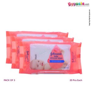 JOHNSONS Baby Skin Care Wipes Light Fragranced 3Pack - 20pcs each