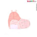 BANANA BABY double Layered Muslin Cotton Swaddle Adjustable Wrapper with Animals Print for Babies 0+m Age, Size(75*59cm)-Peach