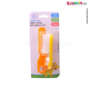 MOMS LOVE Baby Comb & Brush Set For Babies 12+m Age, Orange & Yellow