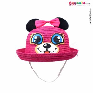 Straw Hat for Kids with Cartoon Print  2+Y Age - Pink