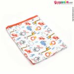 Baby Bath Towel Premium 100% Cotton Hosiery with Cars Print 0+m Age, Size (98*67Cm)-White