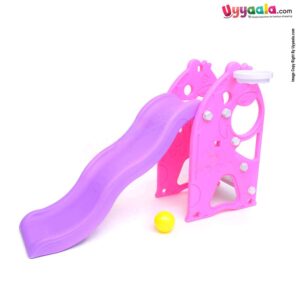 Indoor Slide for Kids1 Basket Ball Hoop 1 + Age Size 150*55*110cms-Pink-Purple
