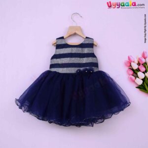 KALKI Sleeveless Baby Frock with Flared Hem & Frills, Baby Fashion Wear, (4411) - Red & Navy Blue