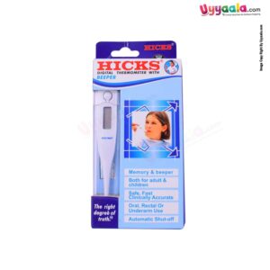 HICKS Digital Thermometer with Beeper Sound for Babies 0+m Age, White