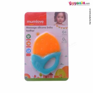 MUMLOVE Massage Silicone Baby Teether for Babies 6+m Age - Blue, Orange