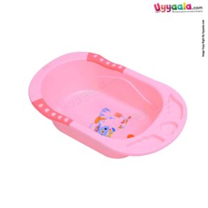 MLPORT Bath Tub Plastic, Snake and Chick Print with Water Drainage System, Pink
