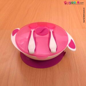 MUMLOVE Baby Suction Bowl & Spoons 10+m Age, Pink