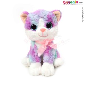 Meowing Cat Soft Toy for Kids Size 26cm - Purple & Sky-blue
