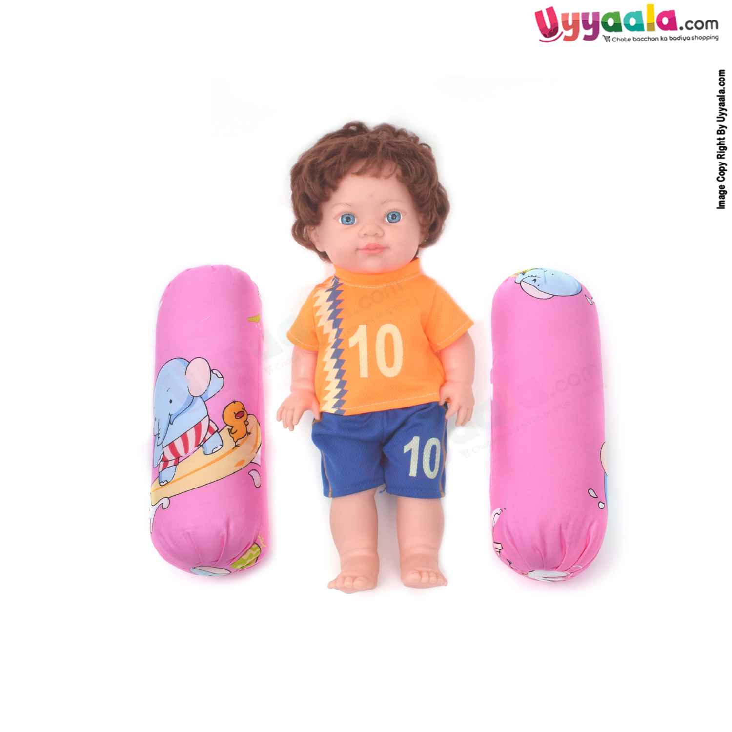 Baby soft cotton Bolster pillow with elephant print - pink (small)