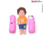 Baby soft cotton bolster pillow with rainbow print - pink (Big)