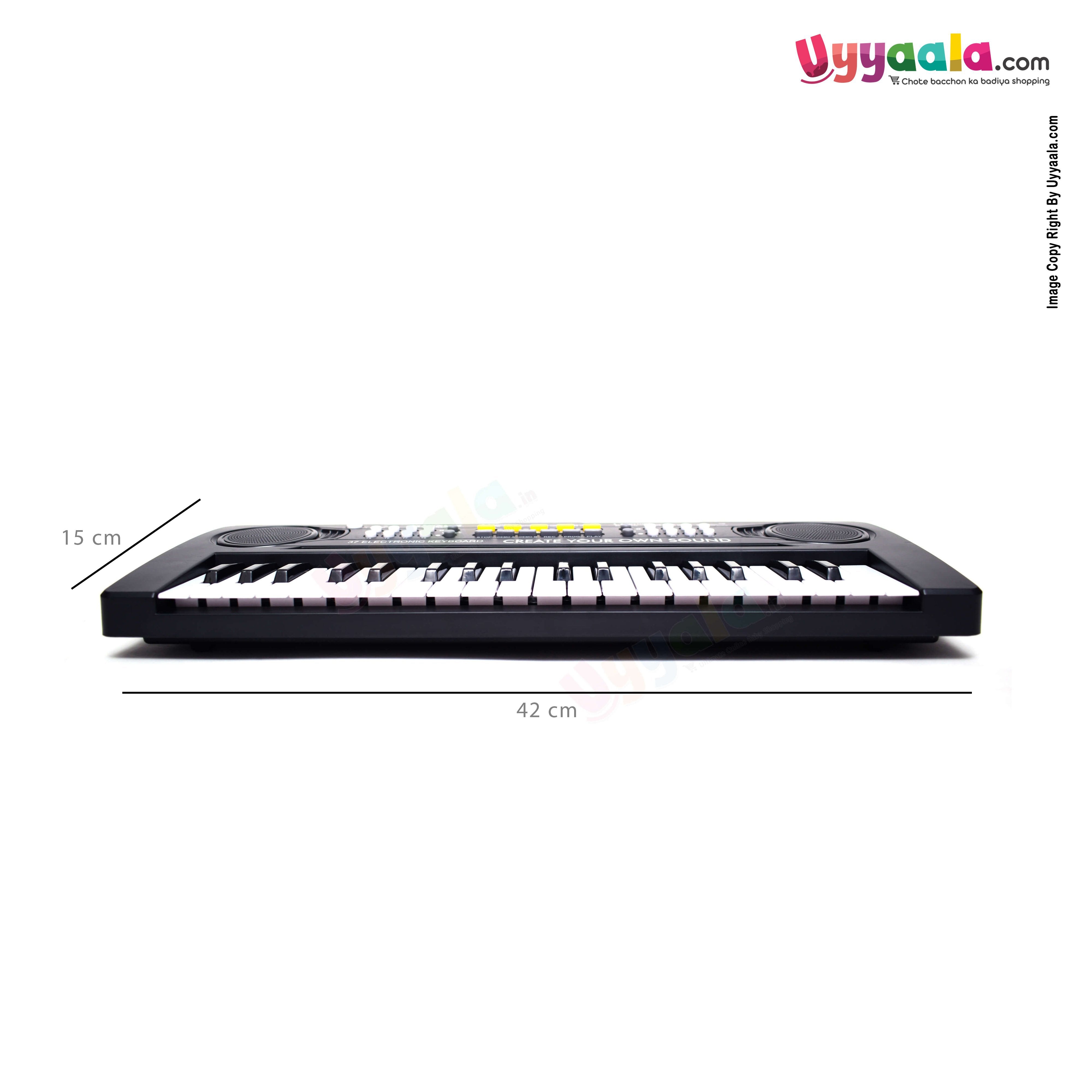 BIGFUN Plastic Piano Keyboard Toy with Recording, Mic and Mobile Charger Power Option, 37 Keys (Black)