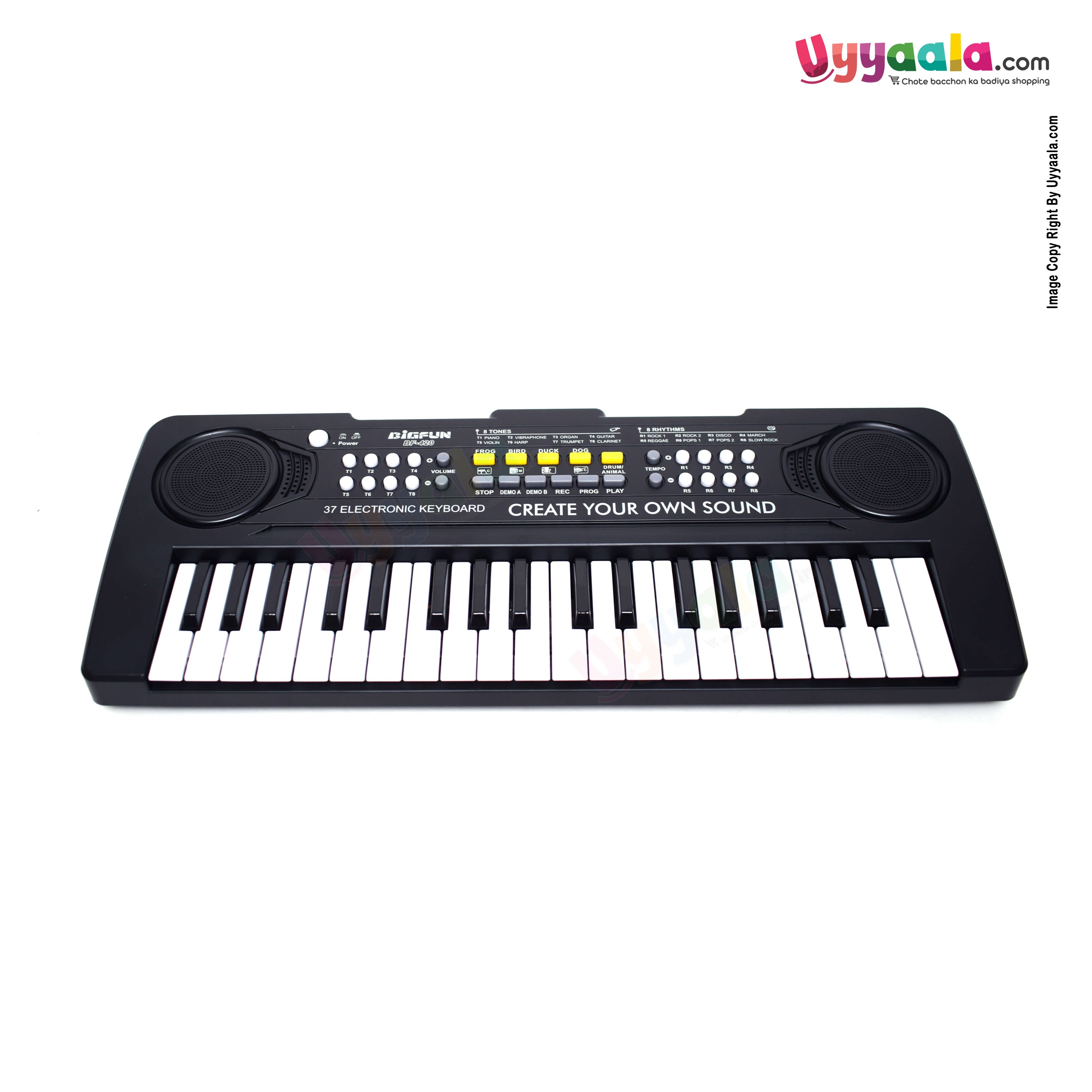 BIGFUN Plastic Piano Keyboard Toy with Recording, Mic and Mobile Charger Power Option, 37 Keys (Black)
