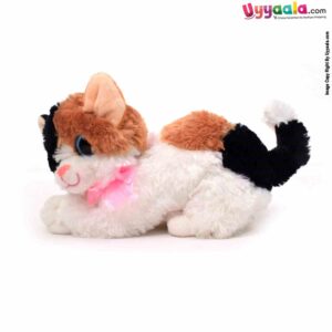 Meowing Cat Soft Toy for Kids Size 35cm - White & Multi Color
