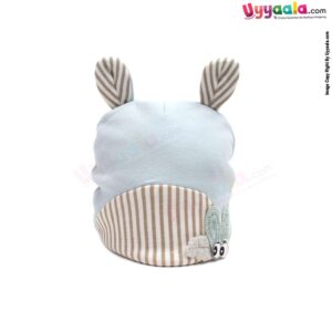 Fancy Round Cap for Babies with Stretchable Soft Hosiery Material, Bee Patch,0-12m Age - Blue