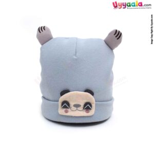 Fancy Round Cap for Babies with Stretchable Soft Hosiery Material, Bee Patch,0-12m Age - Blue