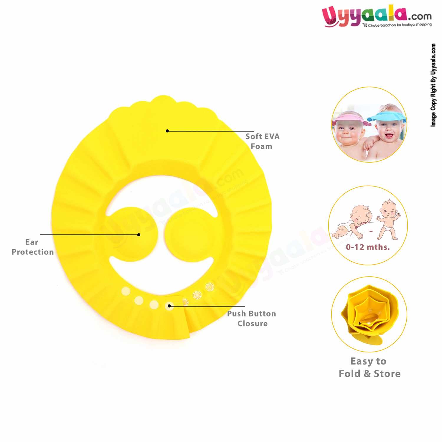 Baby Shampoo Hat for Protecting Baby Eyes with Adjustable Buttons